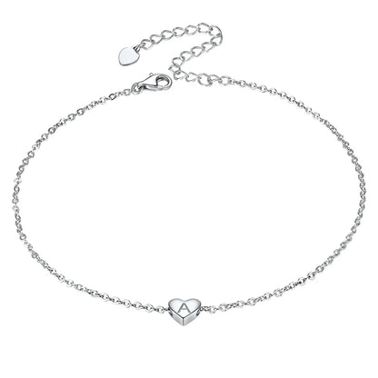 Silvora Sterling Silver Initial Heart Anklet