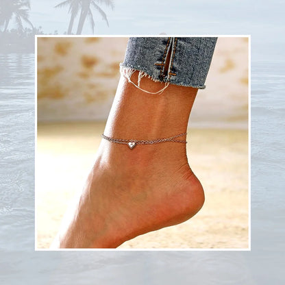 Silvora Sterling Silver Initial Heart Anklet