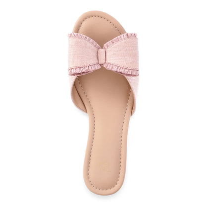 Time and Tru Women's Raffia Bow Slide Sandal