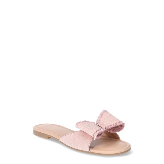 Time and Tru Women's Raffia Bow Slide Sandal