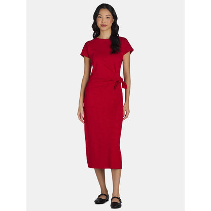 Time and Tru Women's Side Tie Midi Dress