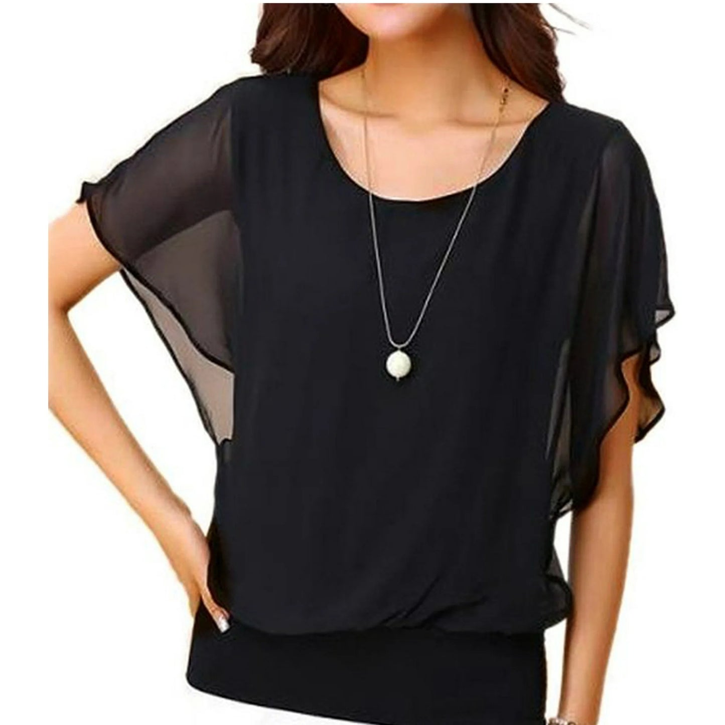 Uvplove Women's Short Sleeve Chiffon Blouse