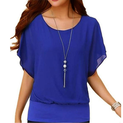 Uvplove Women's Short Sleeve Chiffon Blouse