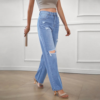 Ripped Wide-Leg Baggy Jeans