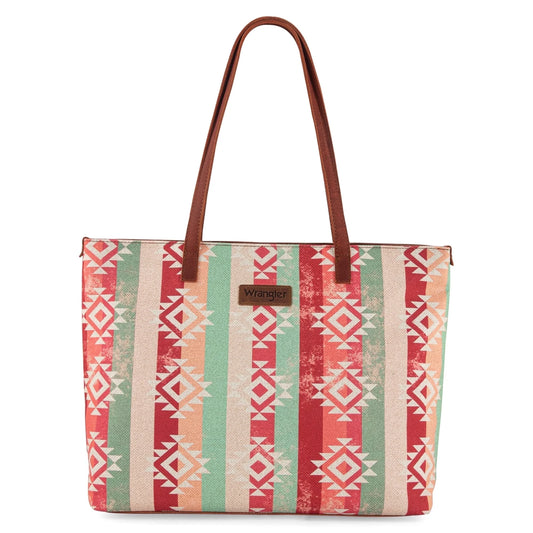 Wrangler Western Tote & Hobo Bag, Leather & Aztec Canvas