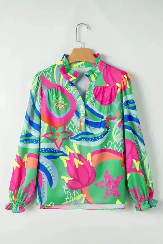 Abstract Elegance Button-Up Blouse