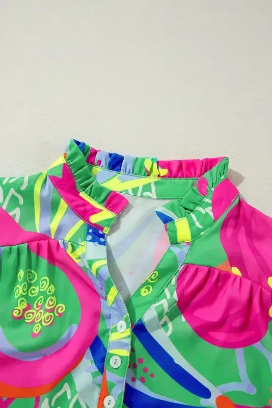 Abstract Elegance Button-Up Blouse