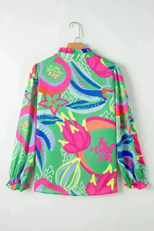 Abstract Elegance Button-Up Blouse