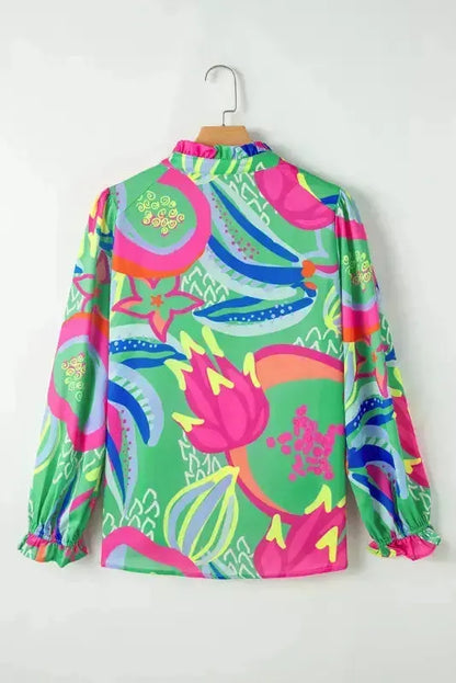 Abstract Elegance Button-Up Blouse