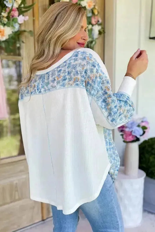 Abstract Floral Batwing Blouse