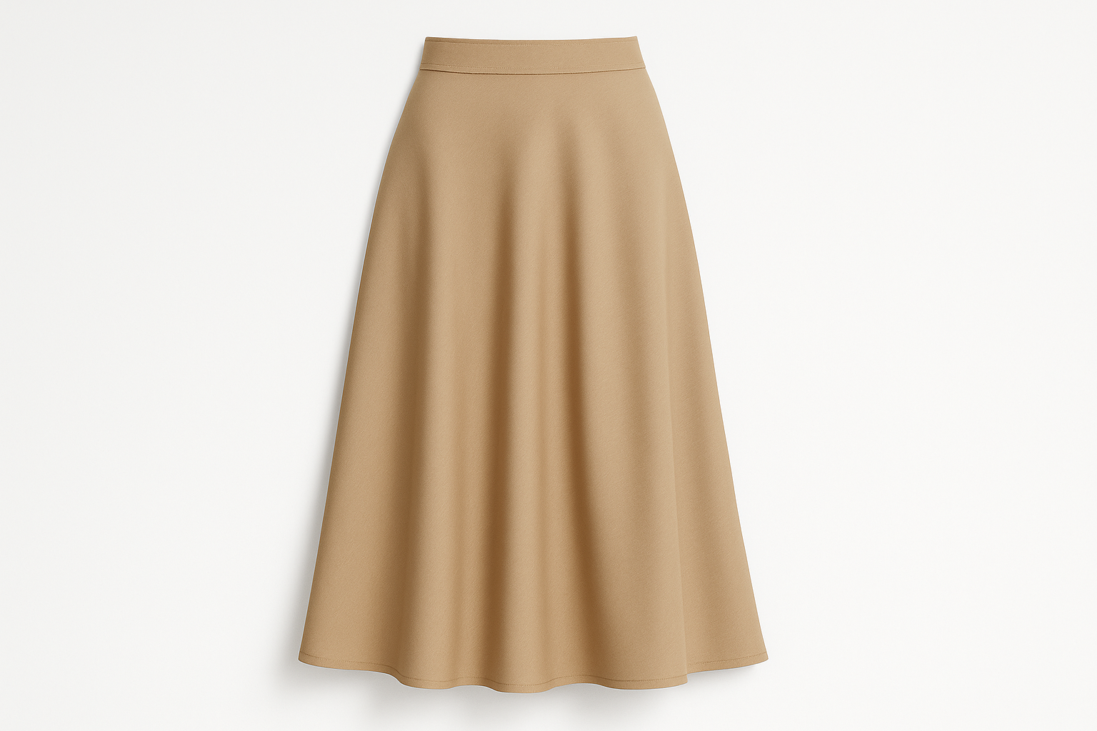 Aurora Soft‑Twill Midi Skirt