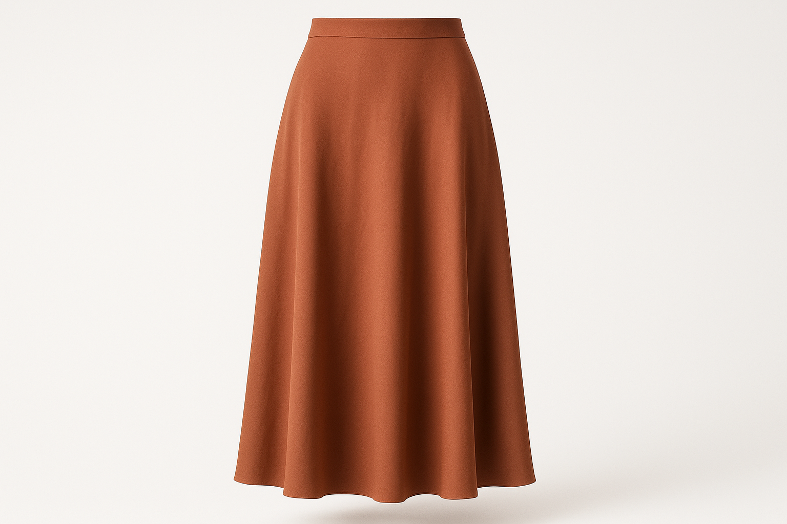 Aurora Soft‑Twill Midi Skirt