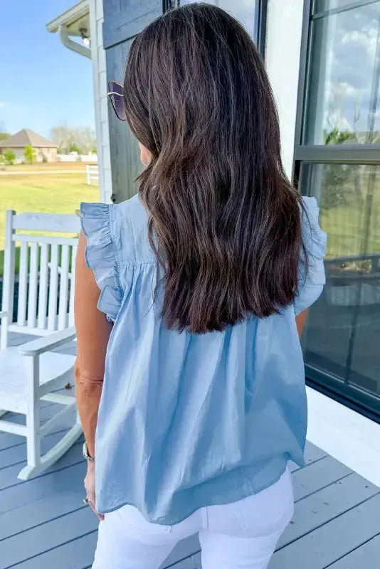 Azure Ruffle Runway Top