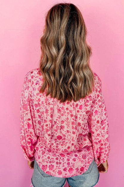 Pink Floral Lightweight Blouse