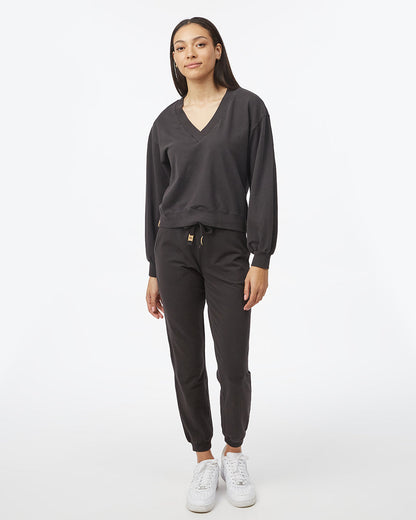 French Terry V-Neck Balloon Sleeve