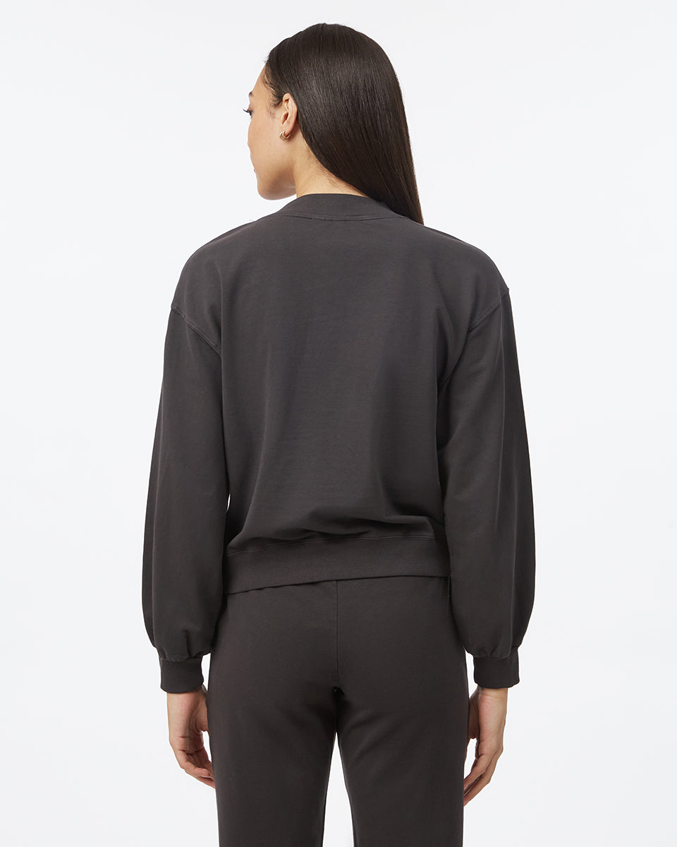 French Terry V-Neck Balloon Sleeve