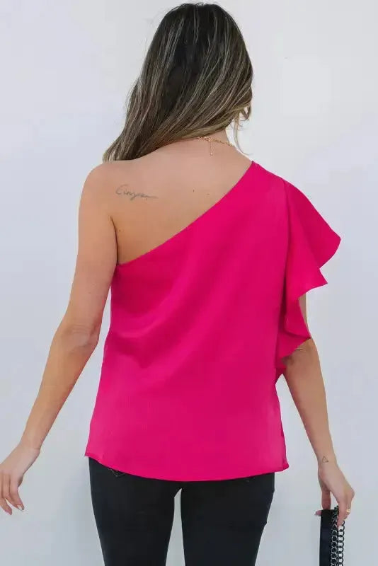 Blushing Elegance Asymmetric Satin Blouse