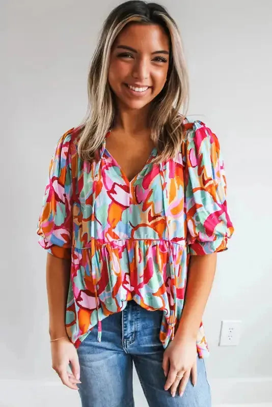 Blusa Bohemian Breeze con cuello en V