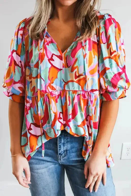 Bohemian Breeze V-Neck Blouse