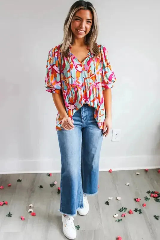 Bohemian Breeze V-Neck Blouse