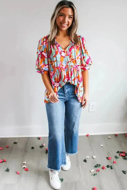 Bohemian Breeze V-Neck Blouse