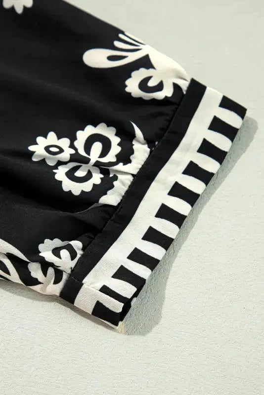 Boho Chic Geometric Blouse - Black