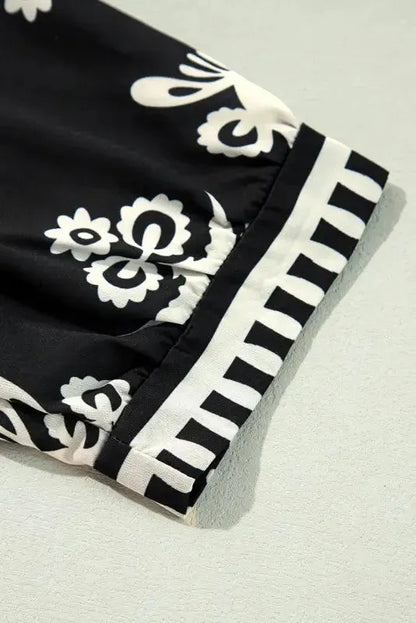 Boho Chic Geometric Blouse - Black