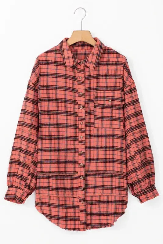 Boho Plaid Split Tail Shirt