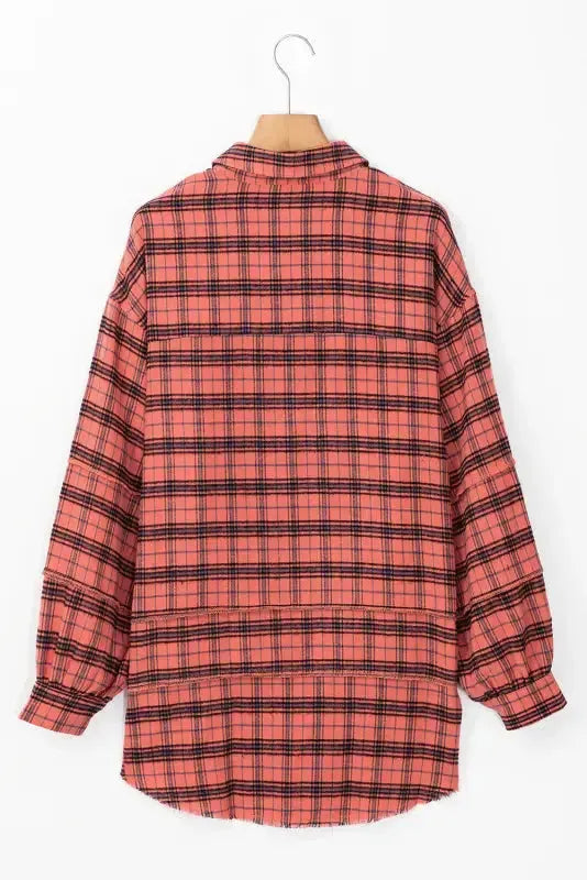 Boho Plaid Split Tail Shirt
