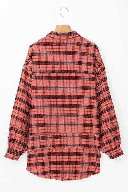 Boho Plaid Split Tail Shirt