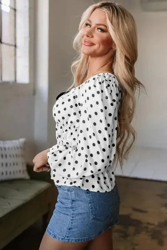 Μπλούζα με φιόγκο και πουά