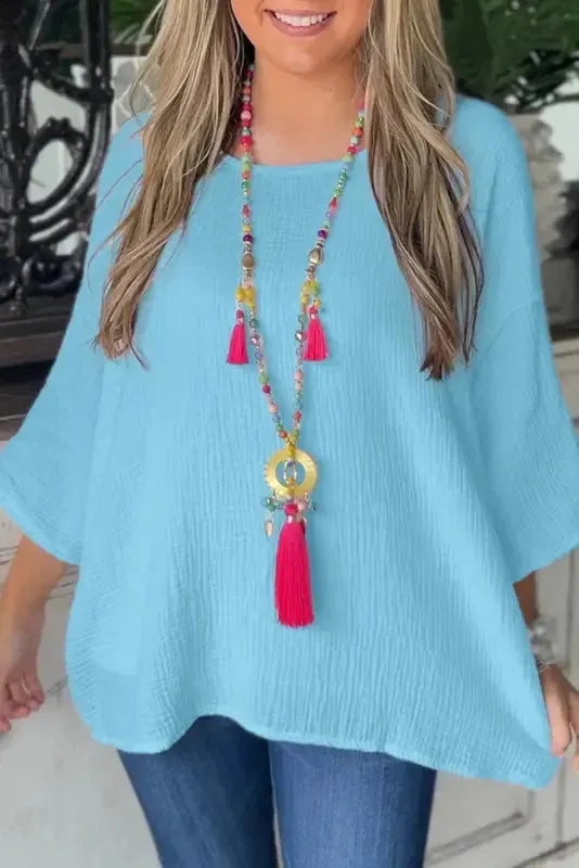BreezyWave Crinkle Blouse