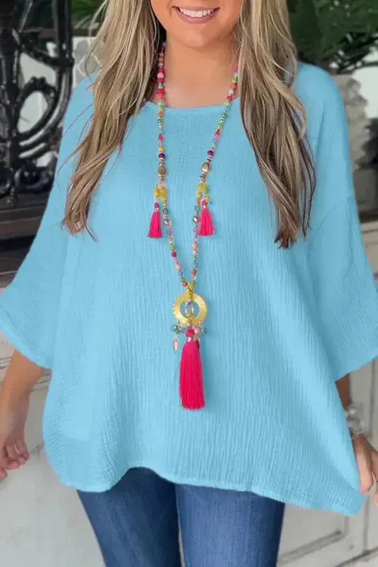 BreezyWave Crinkle Blouse