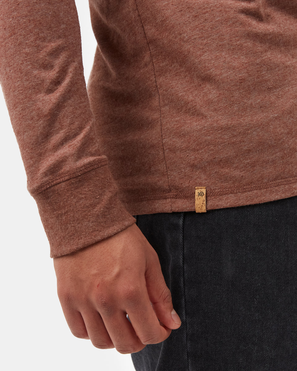 Κλασικό μακρυμάνικο μπλουζάκι κάνναβης Henley