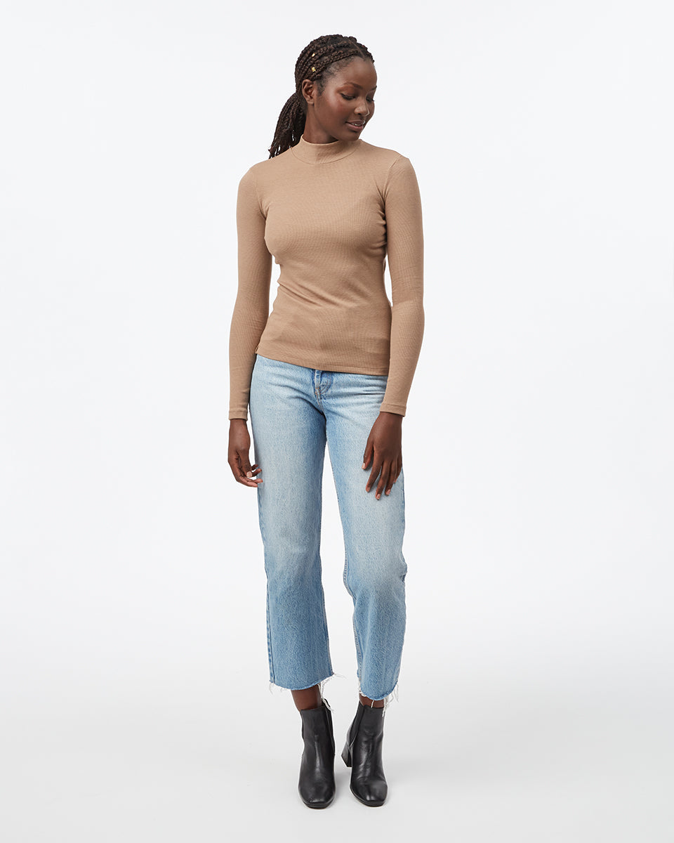 Rib Mock Neck Longsleeve