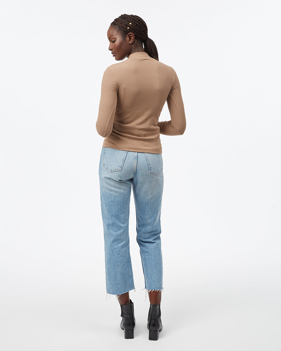 Rib Mock Neck Longsleeve