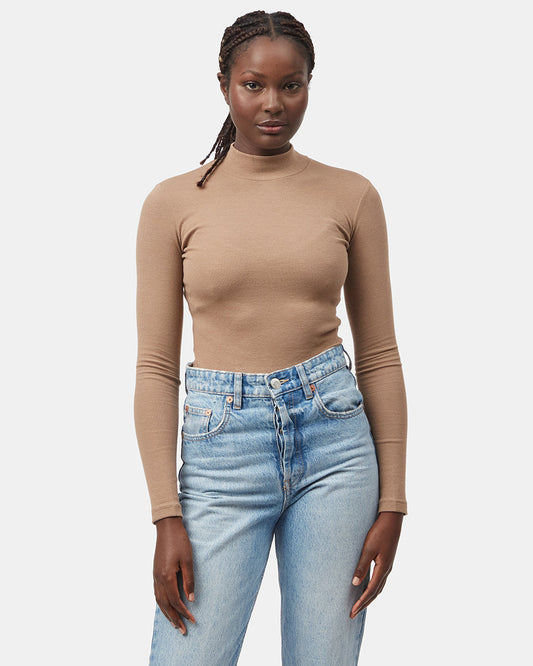 Rib Mock Neck Longsleeve