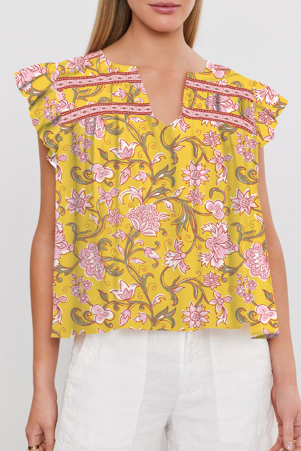 Amber Blossom Ruffle Blouse