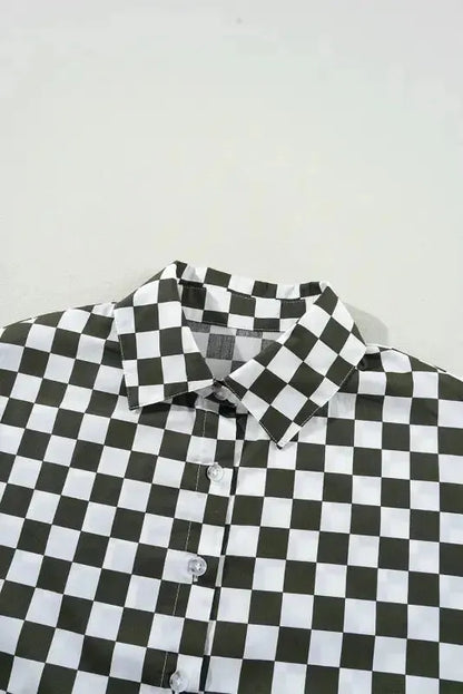 Checkerboard Chic Loose Fit Shirt