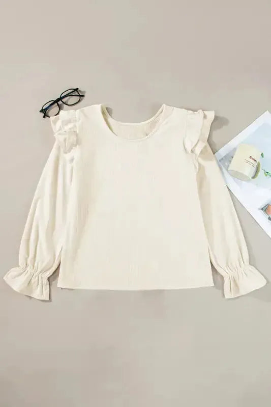 Corduroy Charm Ruffle Blouse