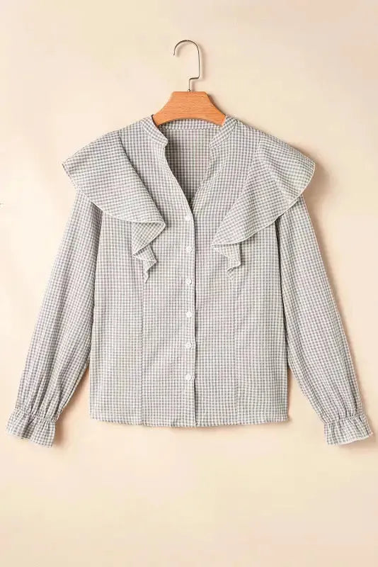 Crosshatch Chic Ruffle Shirt