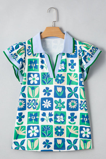 Floral Fusion Flutter Blouse