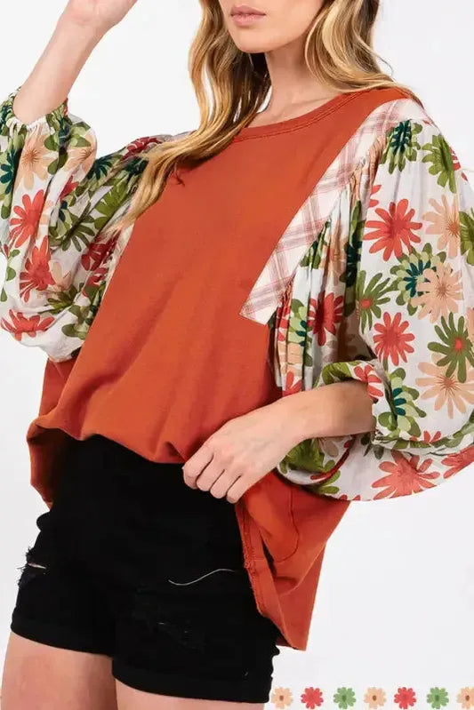 Desert Blossom Puff Sleeve Blouse