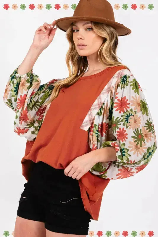 Desert Blossom Puff Sleeve Blouse