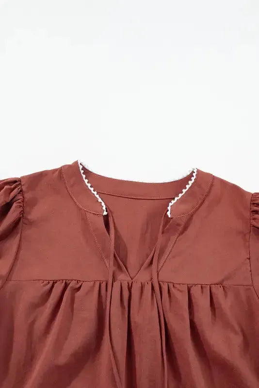 Μπλούζα Elegance - Φλοράλ Κεντημένο Φουσκωτό Μανίκι