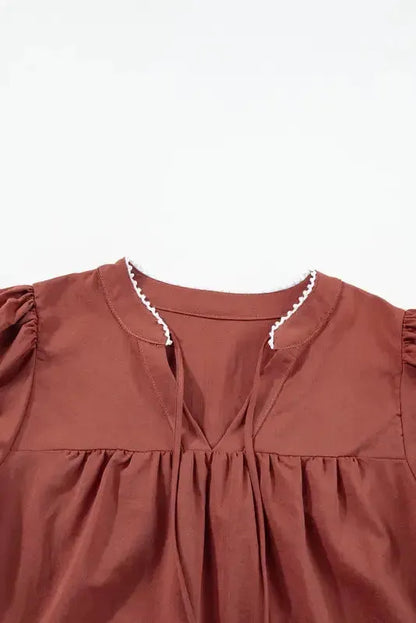 Elegance Blouse - Floral Embroidered Puff Sleeve