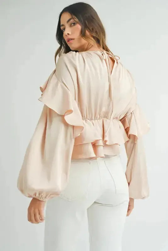 Elegant Ruffled Peplum Blouse