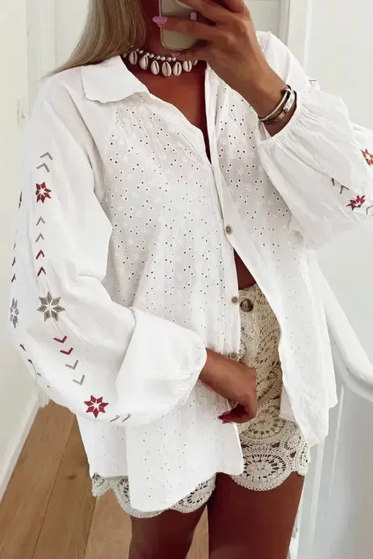 Embroidered Bloom Puff Shirt
