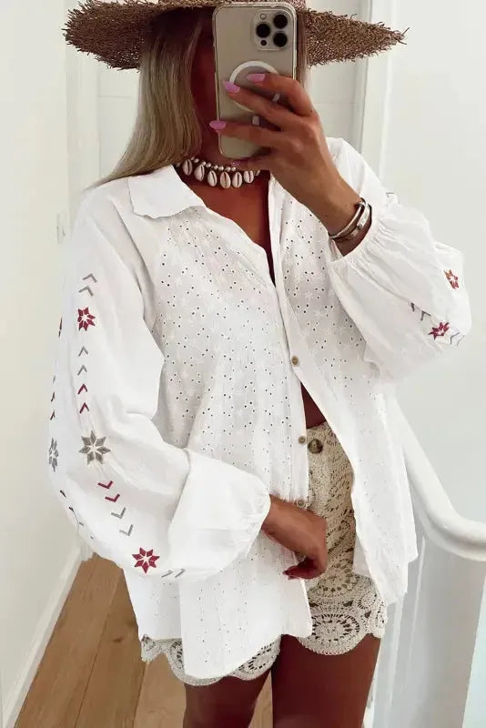 Embroidered Bloom Puff Shirt