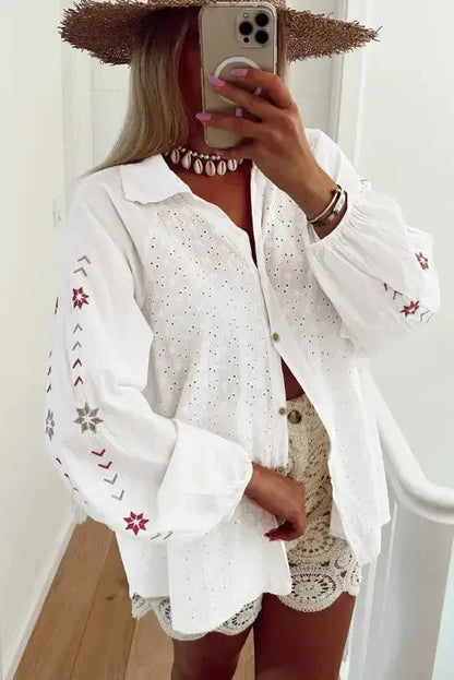 Embroidered Bloom Puff Shirt